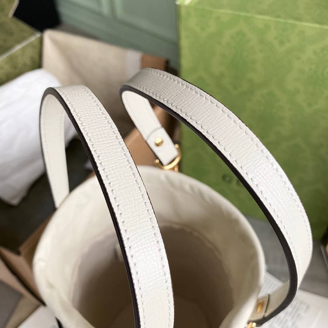 Gucci Horsebit Bag Dupe 1955 Small Bucket Bag Replica White 637115