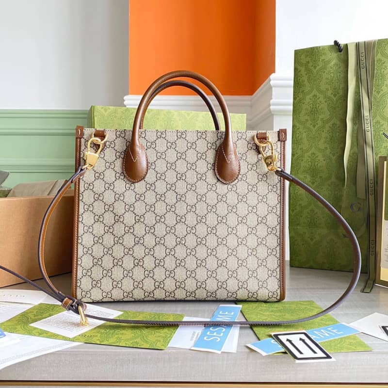 Gucci Canvas GG Supreme Small Tote Replica Gray 659983