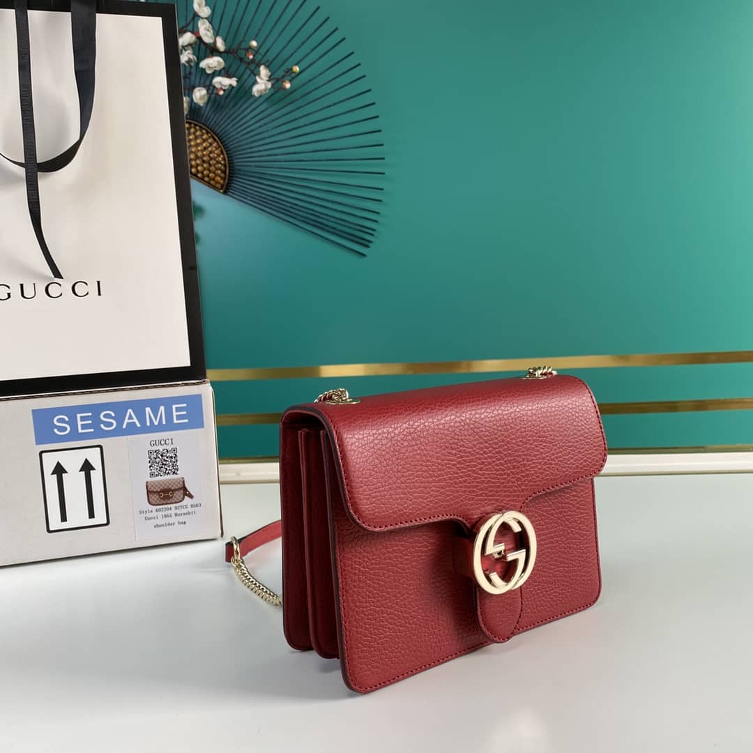 Gucci Interlocking Leather Chain Crossbody Bag Replica 510304