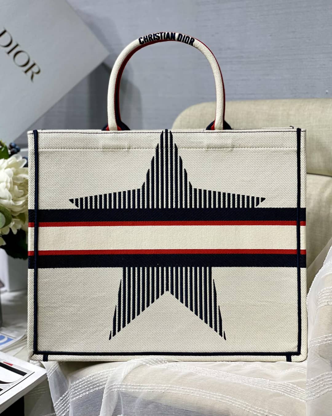 Christian Dior CD Book Embroidery Replica Tote