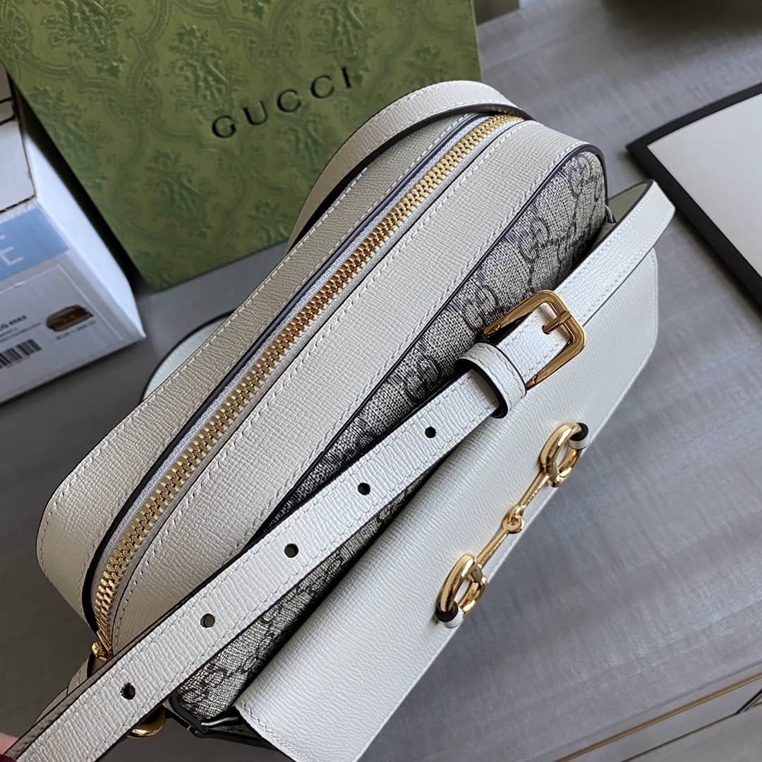 Gucci Horsebit 1955 GG Crossbody Bag Replica Gray White 645454
