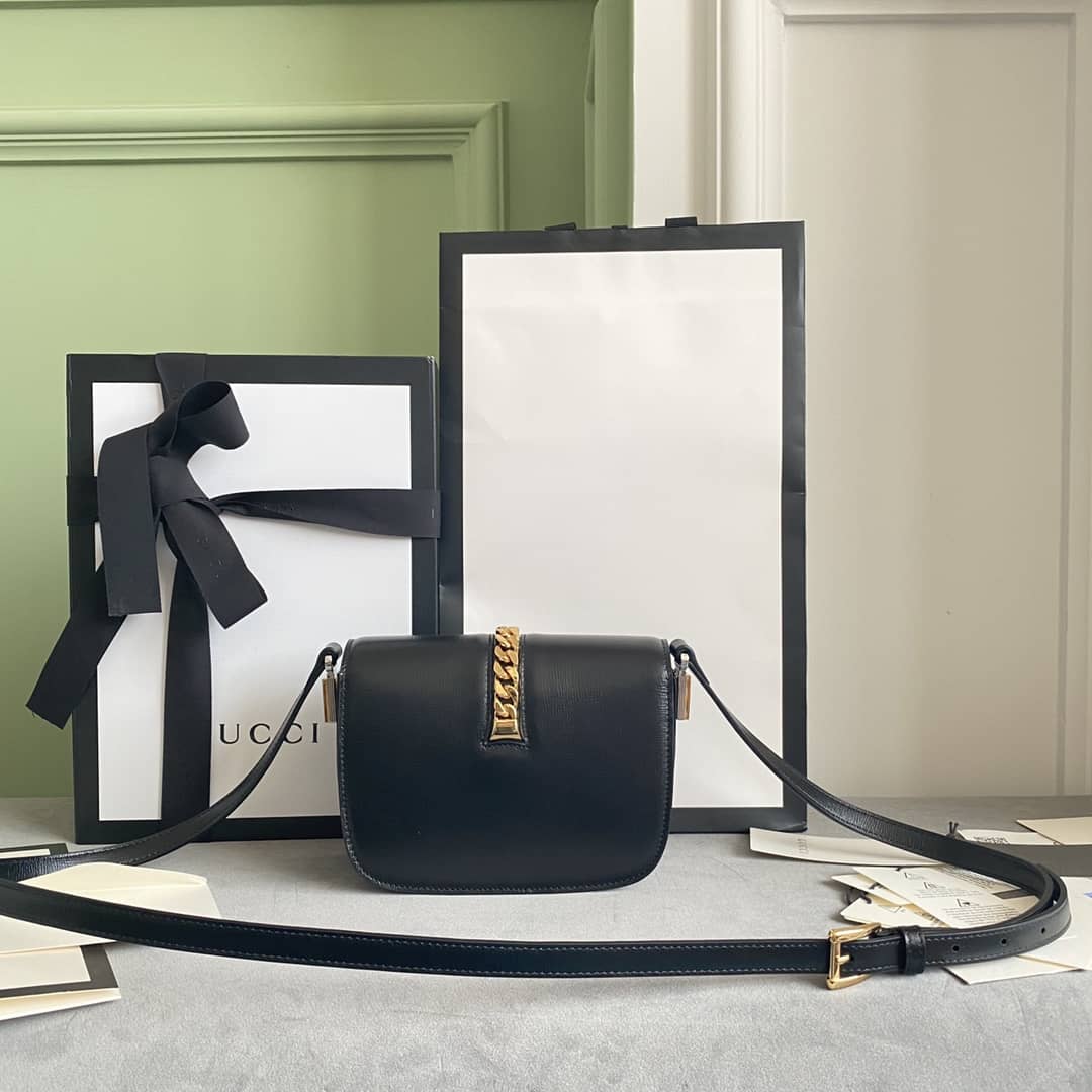 Gucci Ladies Mini Sylvie Shoulder Bag Replica Black 615965