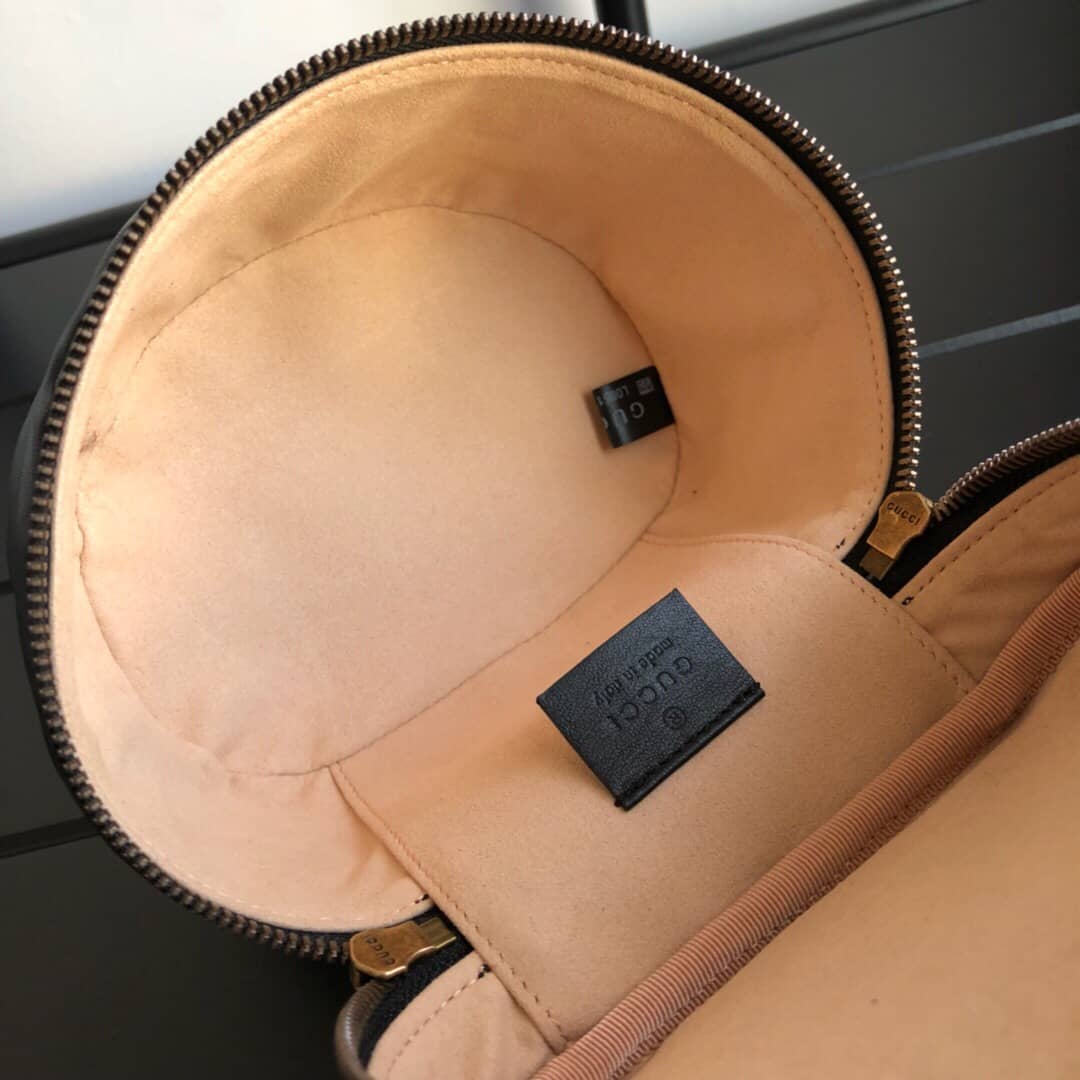 Gucci GG Marmont Matelesse Mini Round Replica Backpack Black 598594