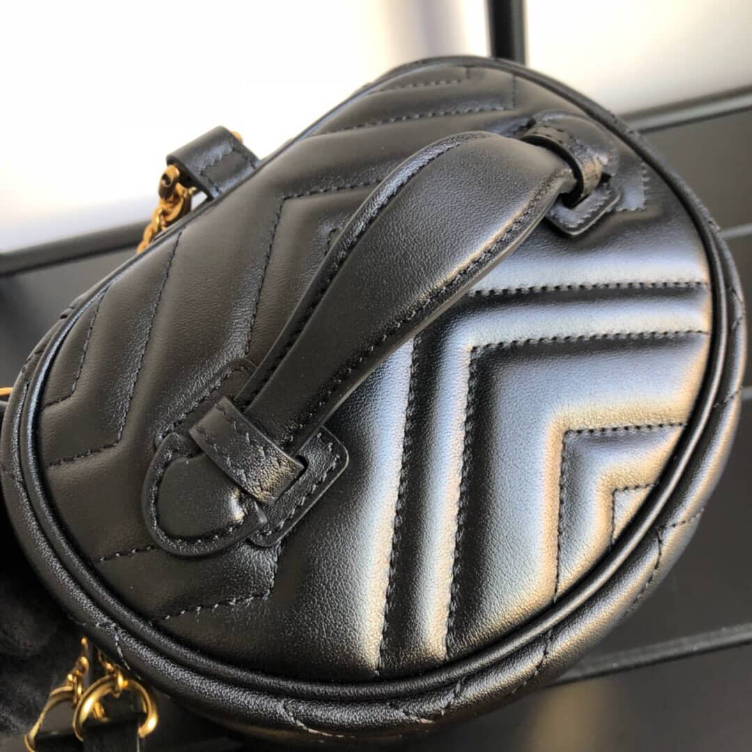 Gucci GG Marmont Matelesse Mini Round Replica Backpack Black 598594