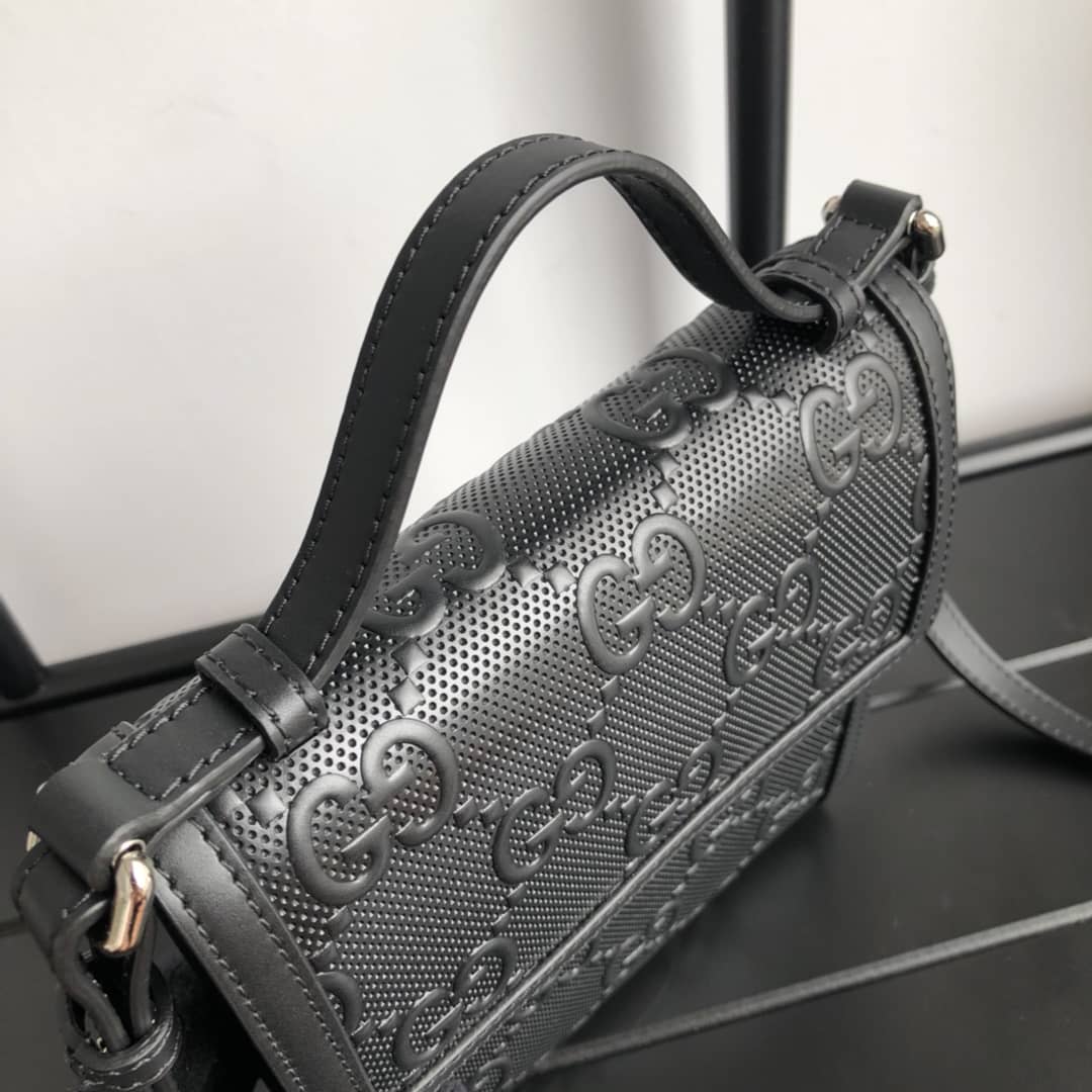 Gucci Mens GG Embossed Messenger Bag Replica 625782
