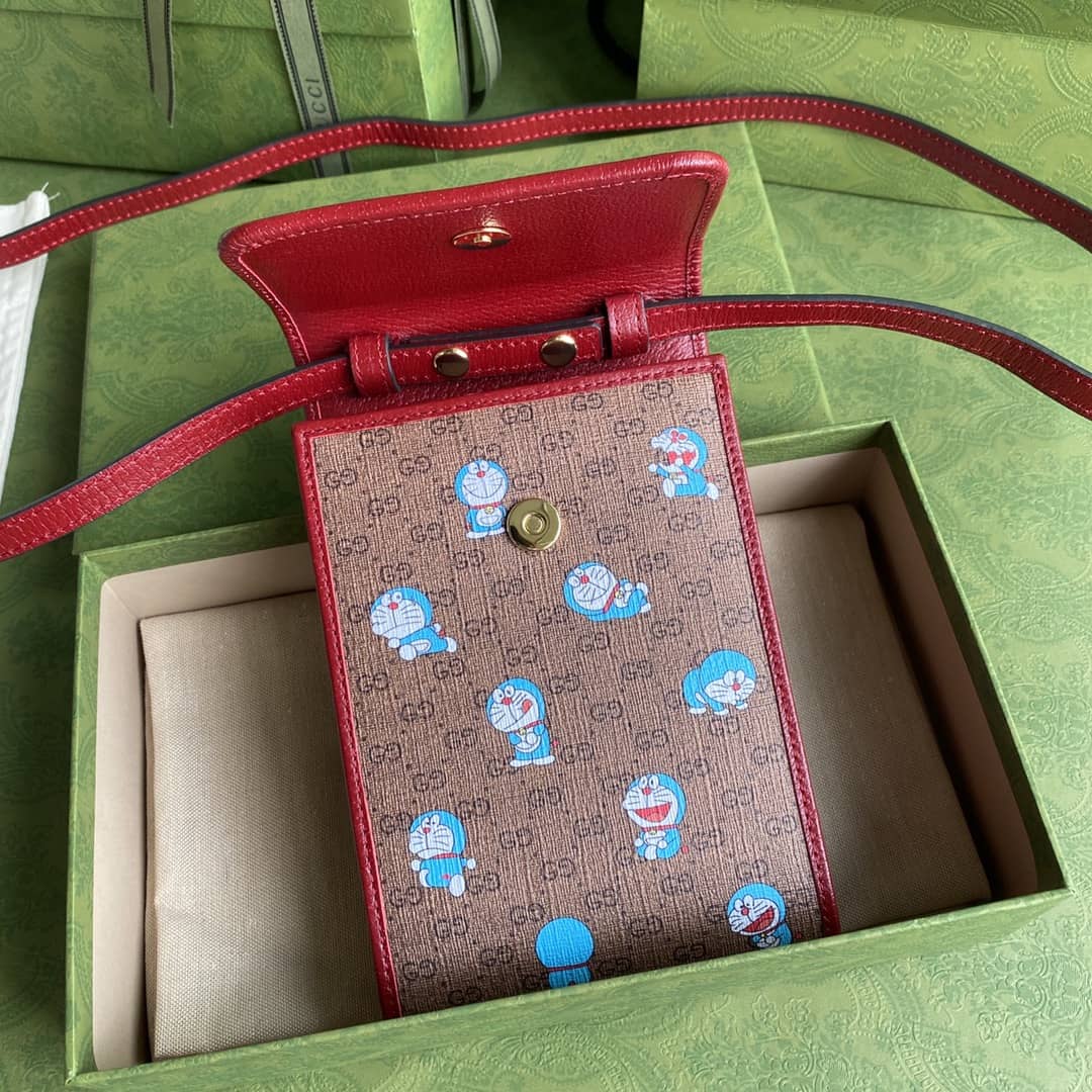 Gucci X Doraemon Mini Canvas Phone Bag Replica 647805