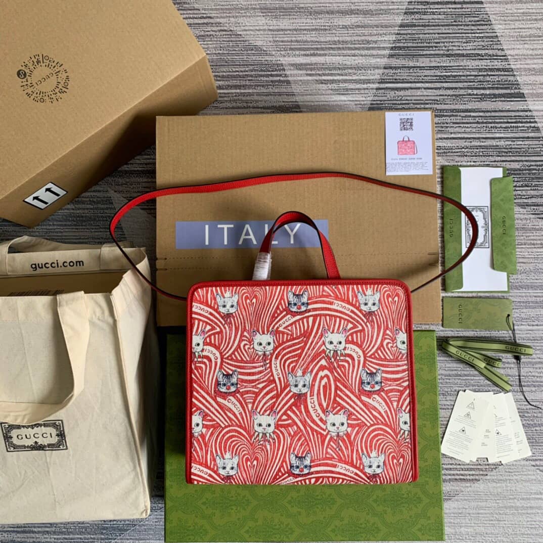 Gucci Supreme Canvas Children Yuko Higuchi Tote Replica Red 630542