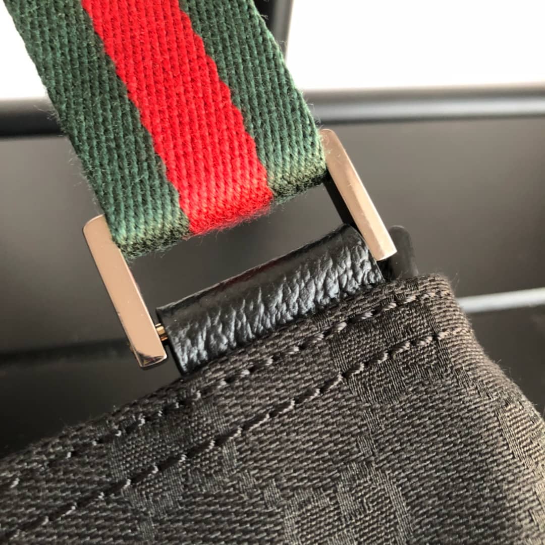 Gucci GG Monogram Canvas Web Small Messenger Bag Replica Black 146309