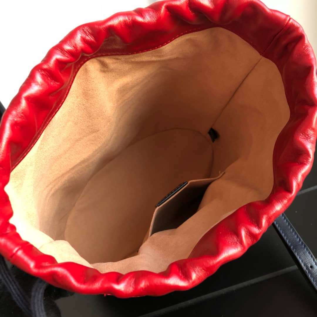 Gucci 1955 Horsebit Bucket Bag Replica Red Blue 602118