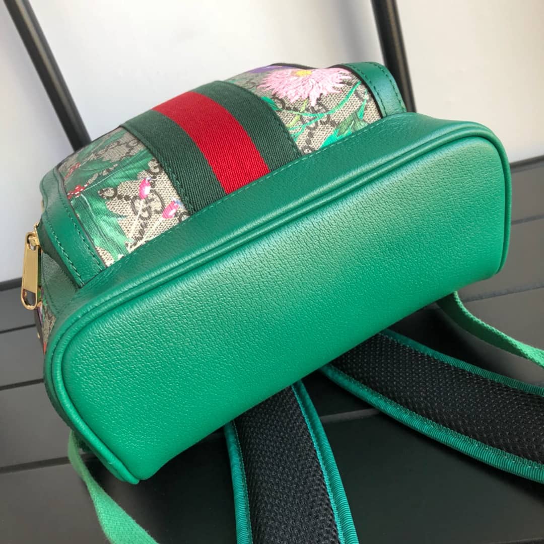 Gucci Ophidia Flora Small GG Supreme Canvas Replica Backpack Green 547965
