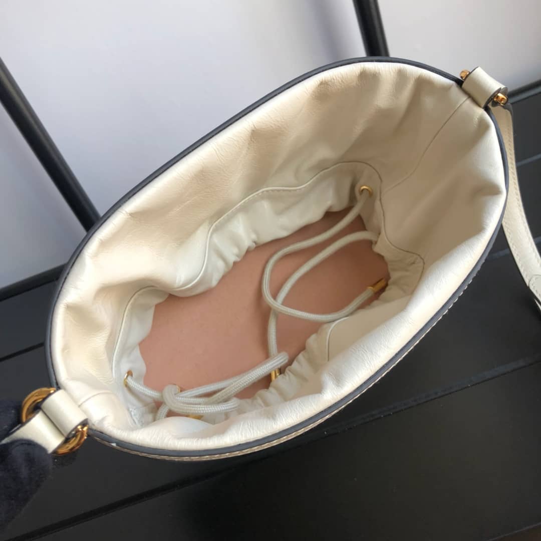 Gucci 1955 Horsebit Shoulder Bucket Bag Replica White 602118