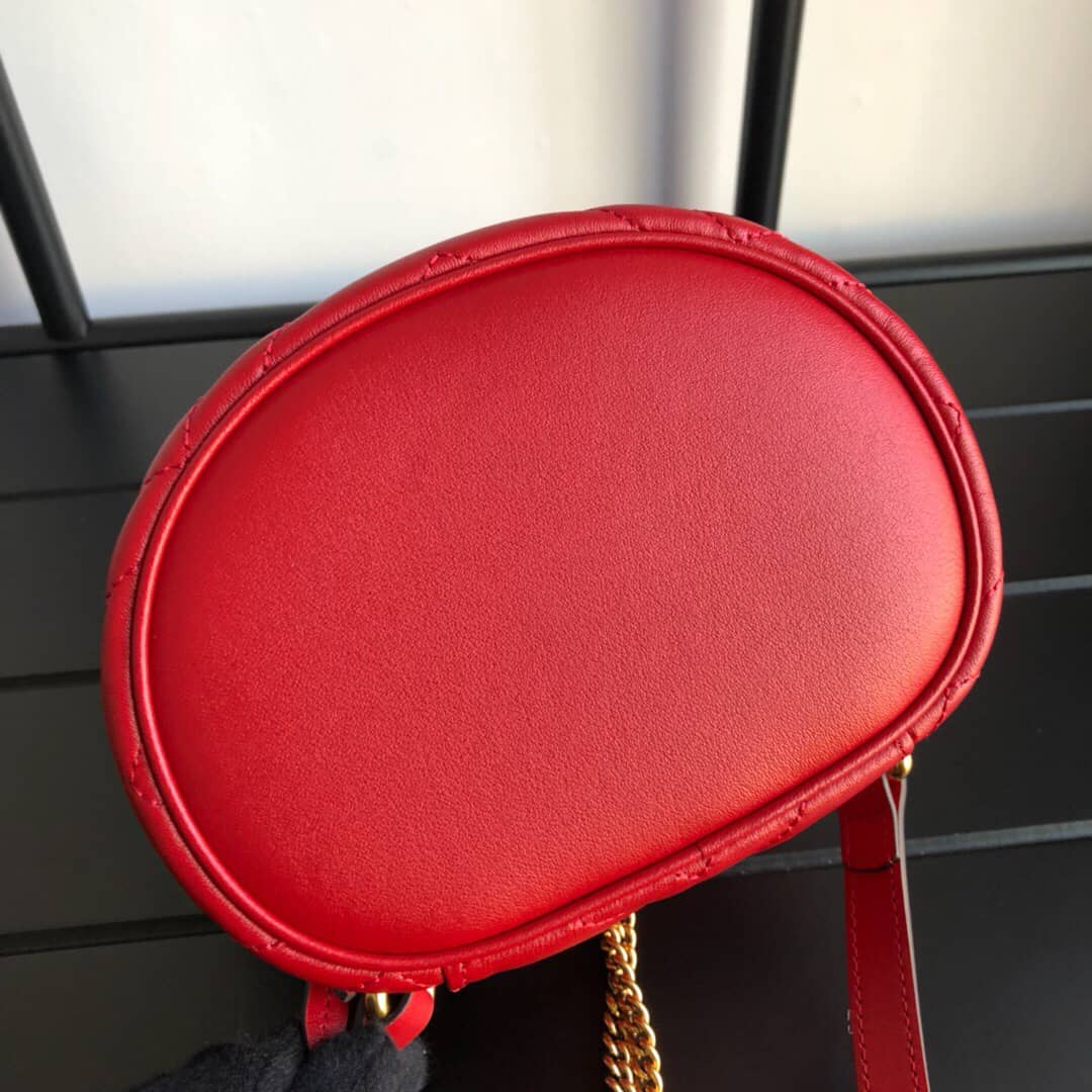 Gucci GG Marmont Matelesse Mini Round Replica Backpack Red 598594