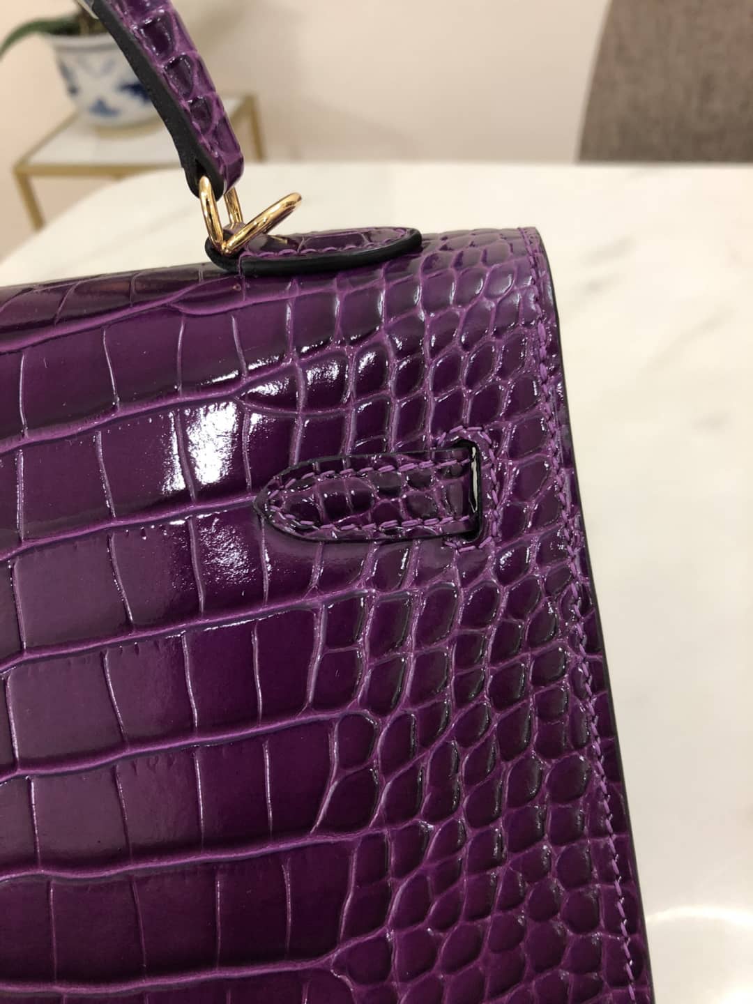 Hermes Kelly Dupe 25CM Crocodile Shiny Replica Bag