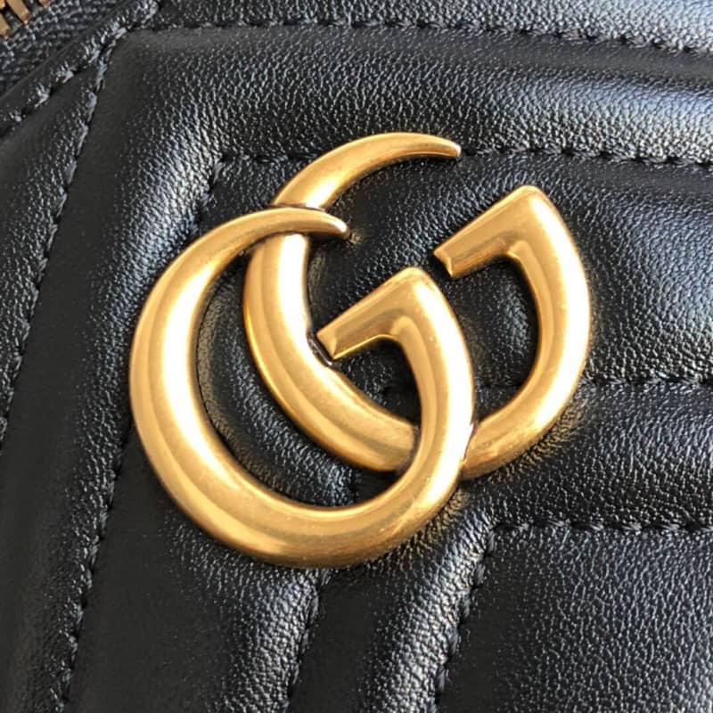 Gucci GG Marmont Matelesse Mini Round Replica Backpack Black 598594