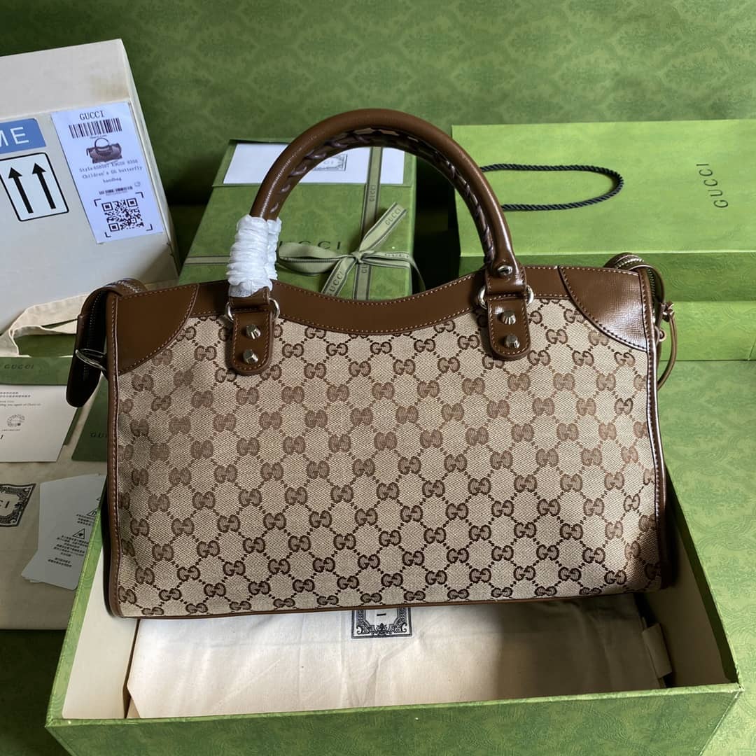 Gucci x Balenciaga GG Canvas City Bag Replica 658597
