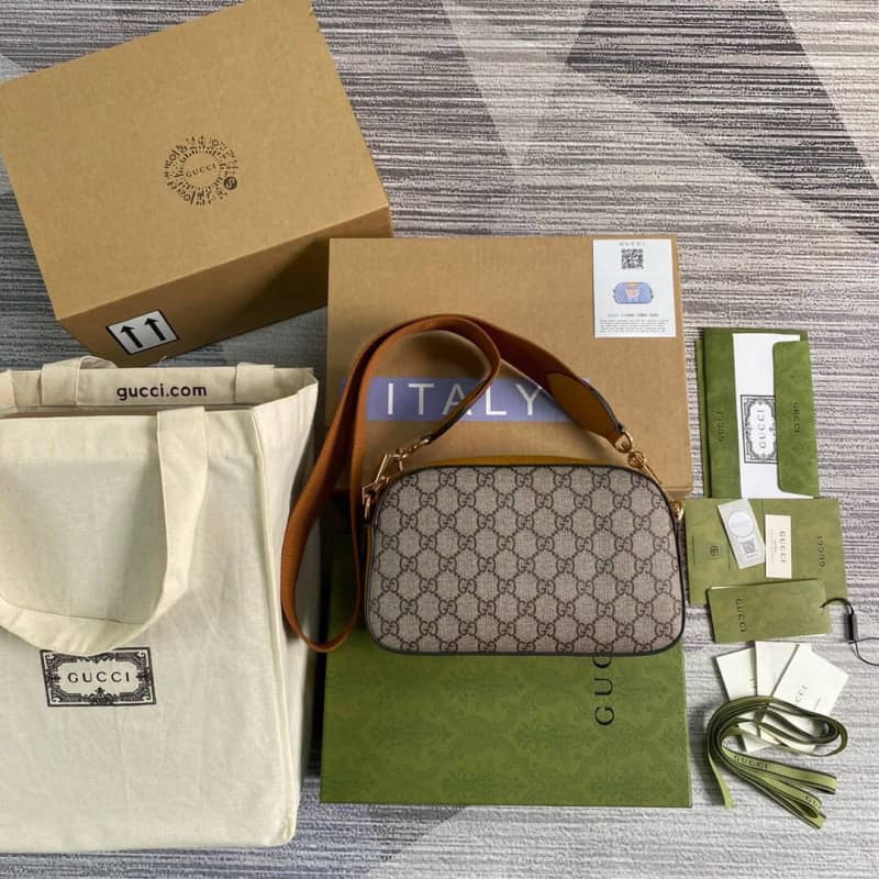 Gucci Supreme Canvas Camera Bag Replica Yellow 574886