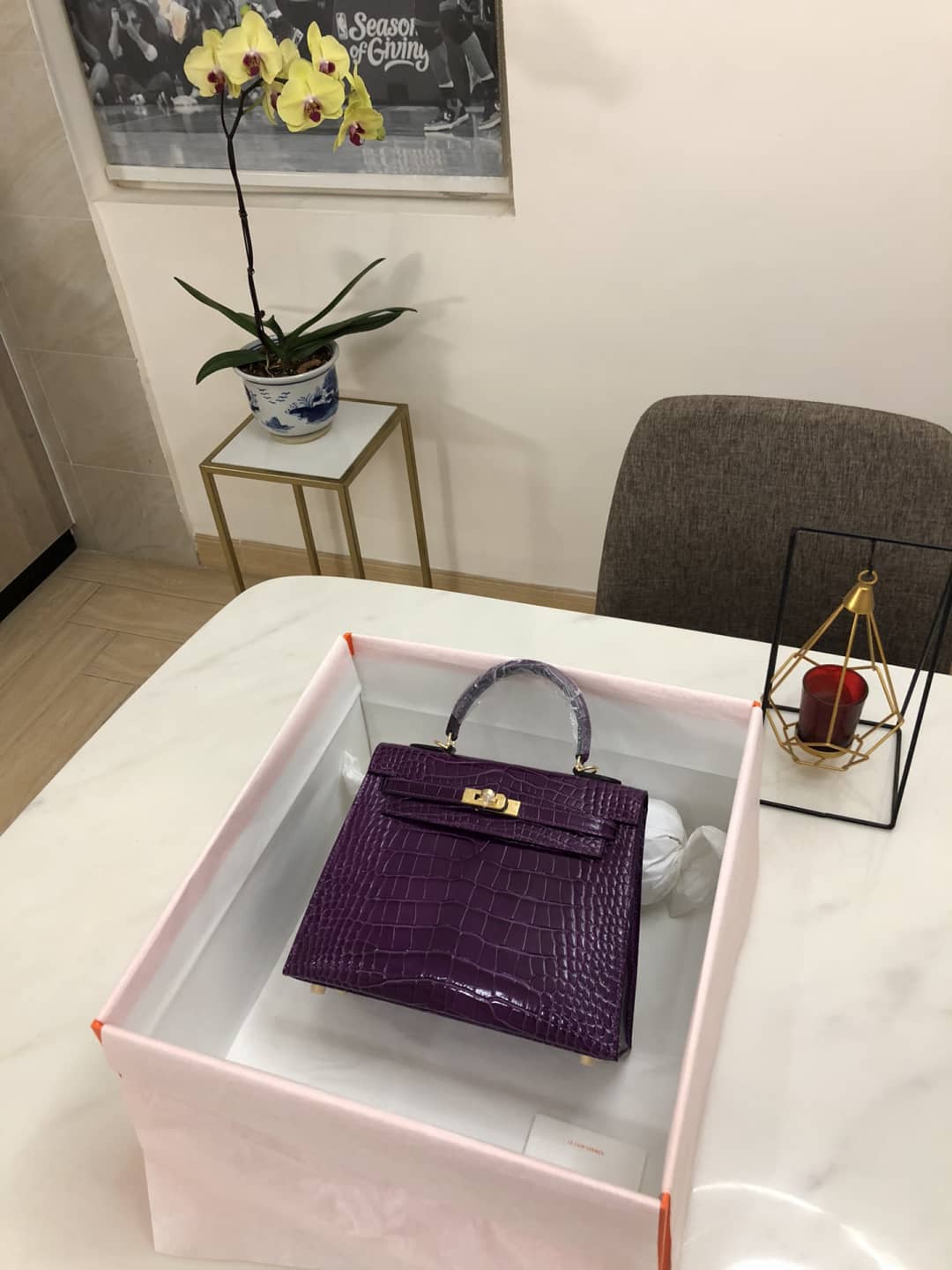 Hermes Kelly Dupe 25CM Crocodile Shiny Replica Bag