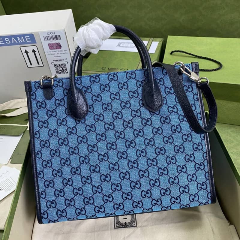 Gucci Les Pommes Large Tote Replica Blue 659980