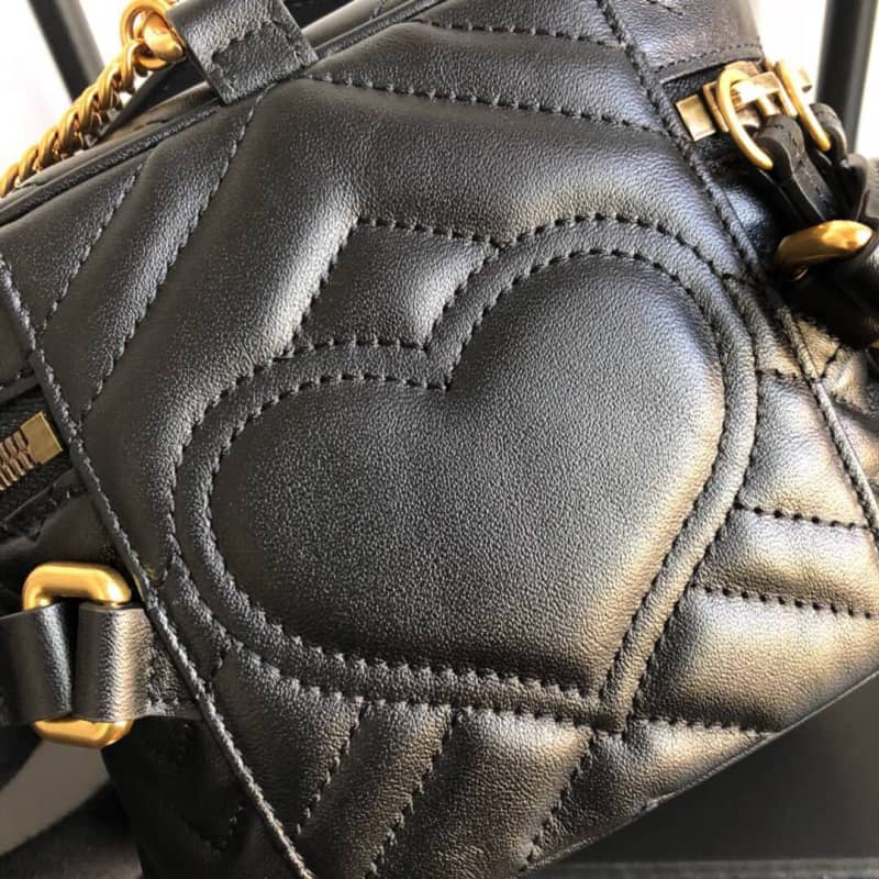 Gucci GG Marmont Matelesse Mini Round Replica Backpack Black 598594