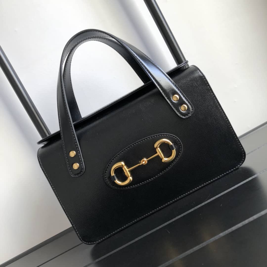Gucci Horsebit Bag Dupe 1955 Small Top Handle Replica Bag Black 627323