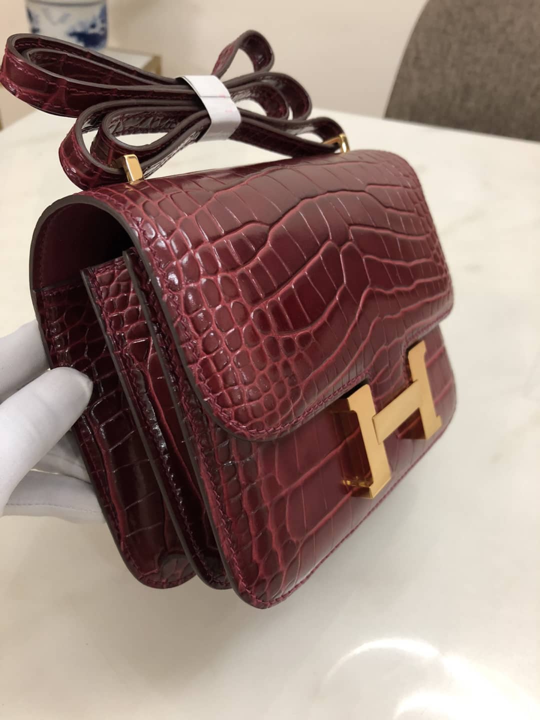 Hermes Replica Constance 18CM Crocodile Shiny Bag