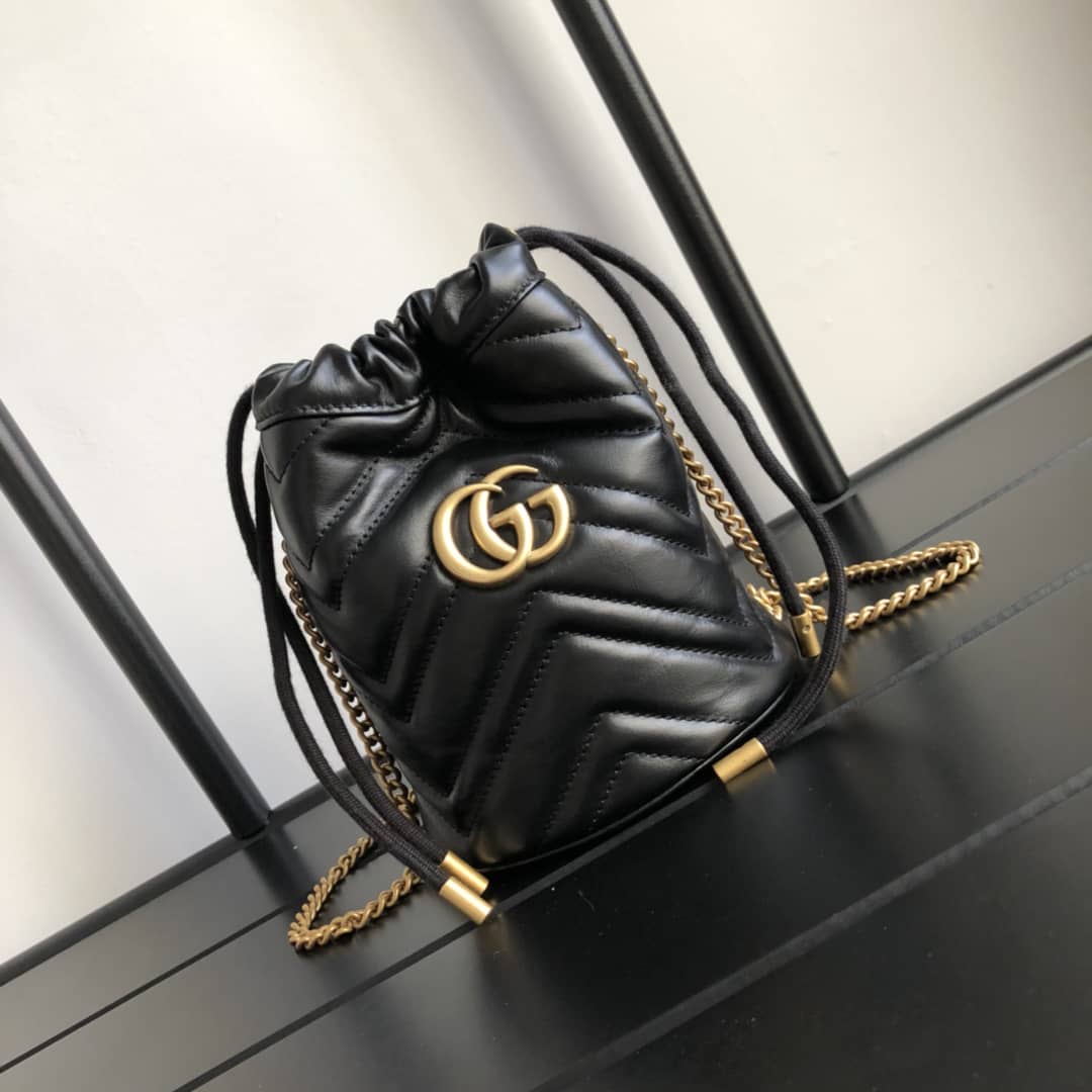 Gucci GG Marmont Mini Bucket Crossbody Bag Replica Black 575163