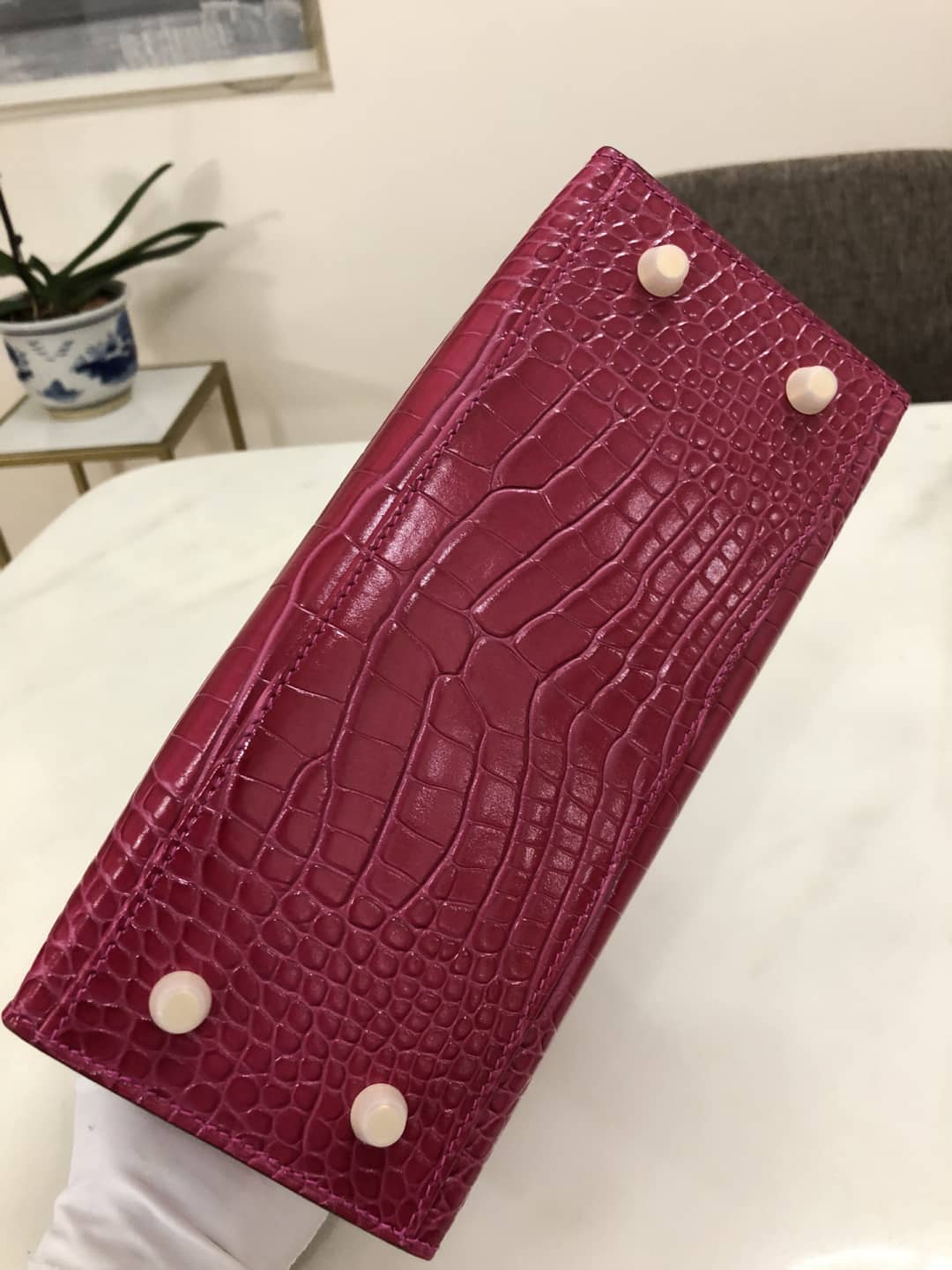 Hermes Kelly Dupe 25CM Crocodile Shiny Replica Bag