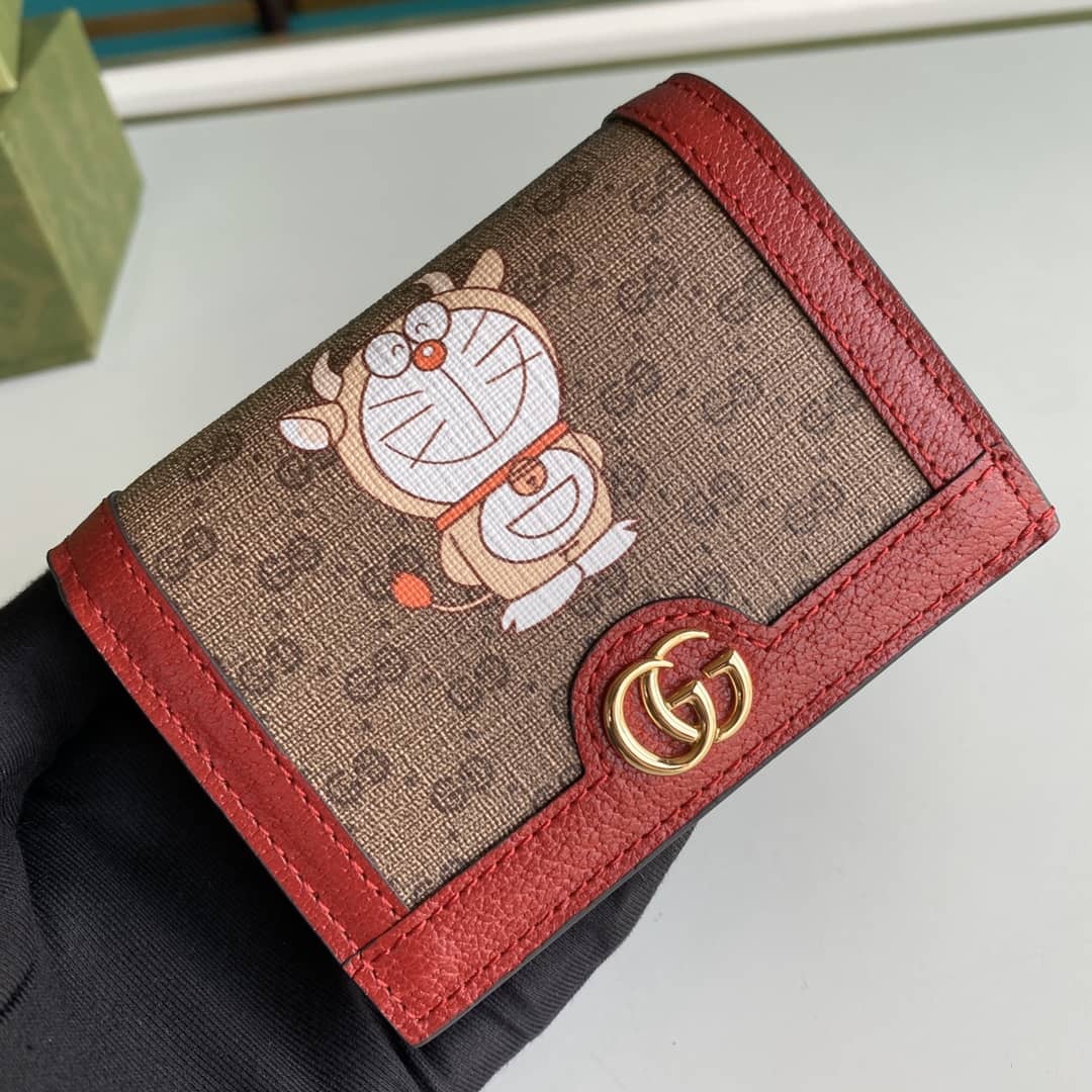 Gucci Doraemon GG Supreme Mini Wallet Replica 654541