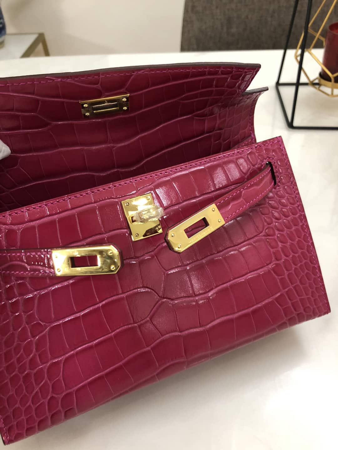 Hermes Kelly Dupe 22CM Crocodile Shiny Replica Bag