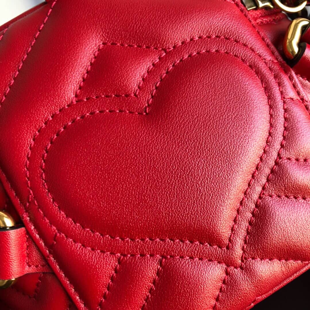 Gucci GG Marmont Matelesse Mini Round Replica Backpack Red 598594