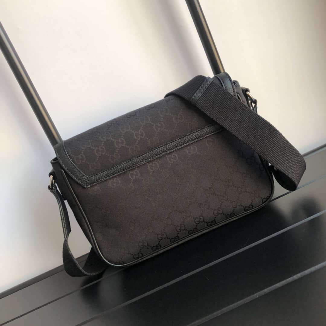 Gucci GG Guccissima Medium Canvas Crossbody Bag Replica Black 449172