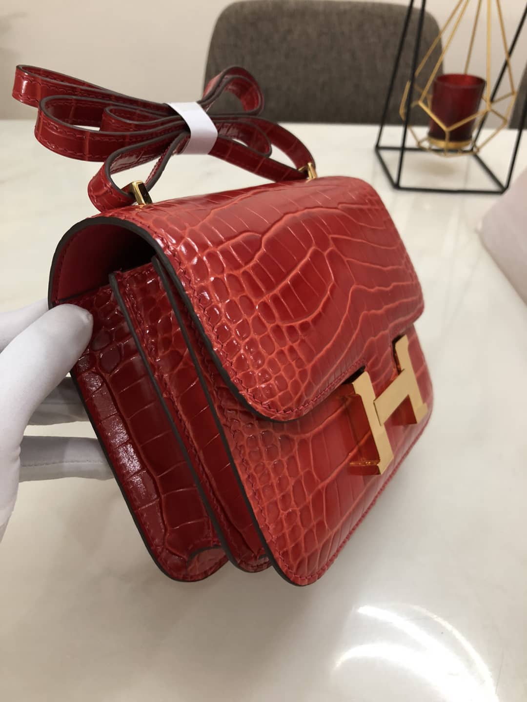 Hermes Replica Constance 18CM Crocodile Shiny Bag