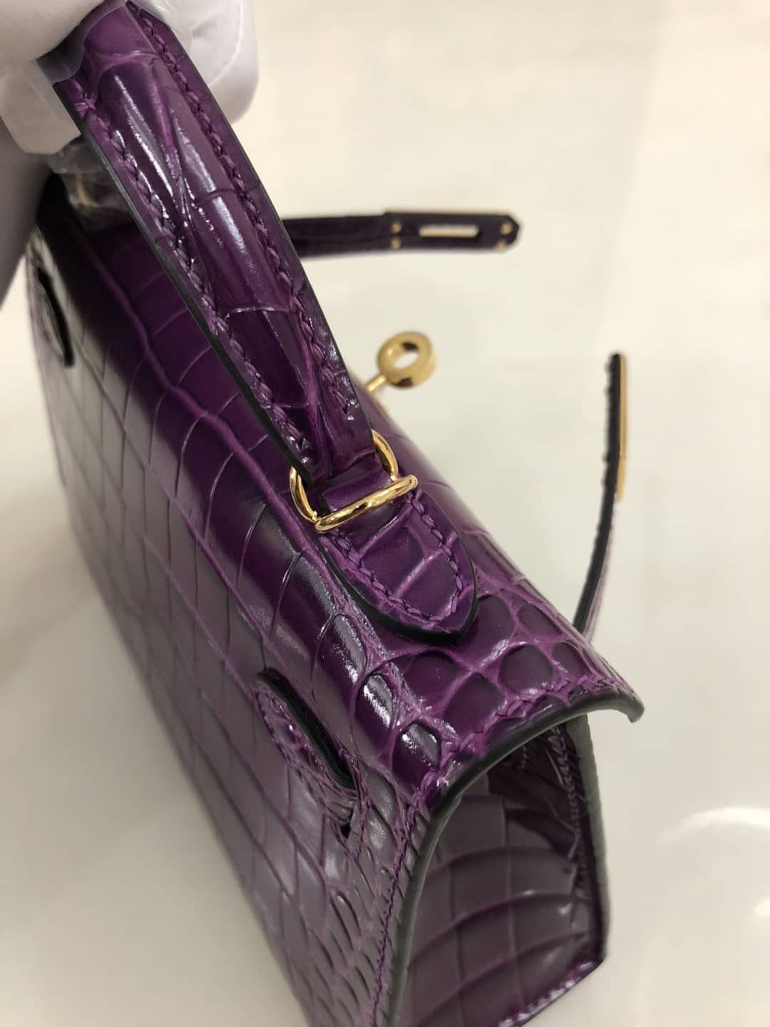 Hermes Kelly Dupe Mini 19CM Crocodile Shiny Replica Bag