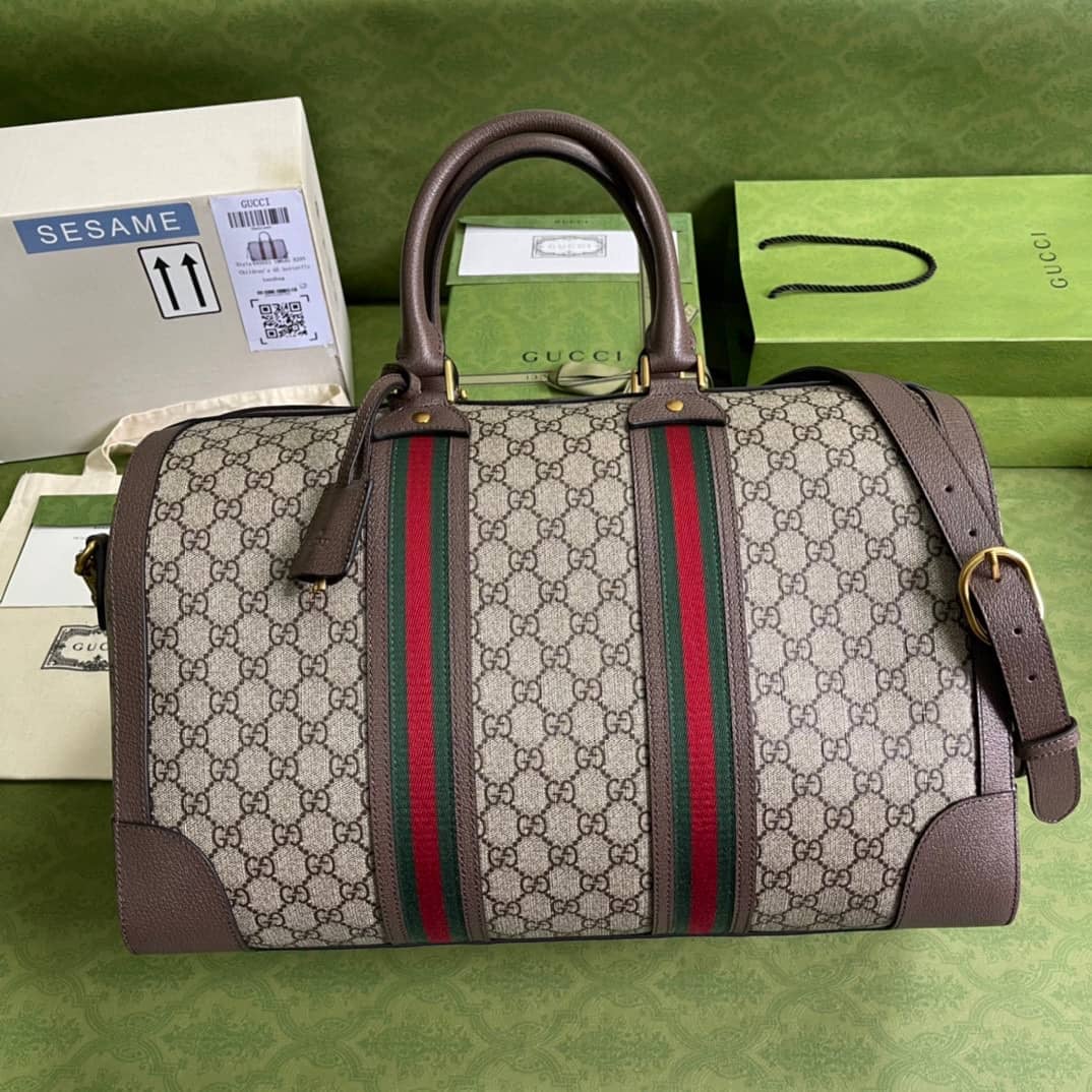 Gucci GG With Web Leather Duffle Bag 645021 Replica