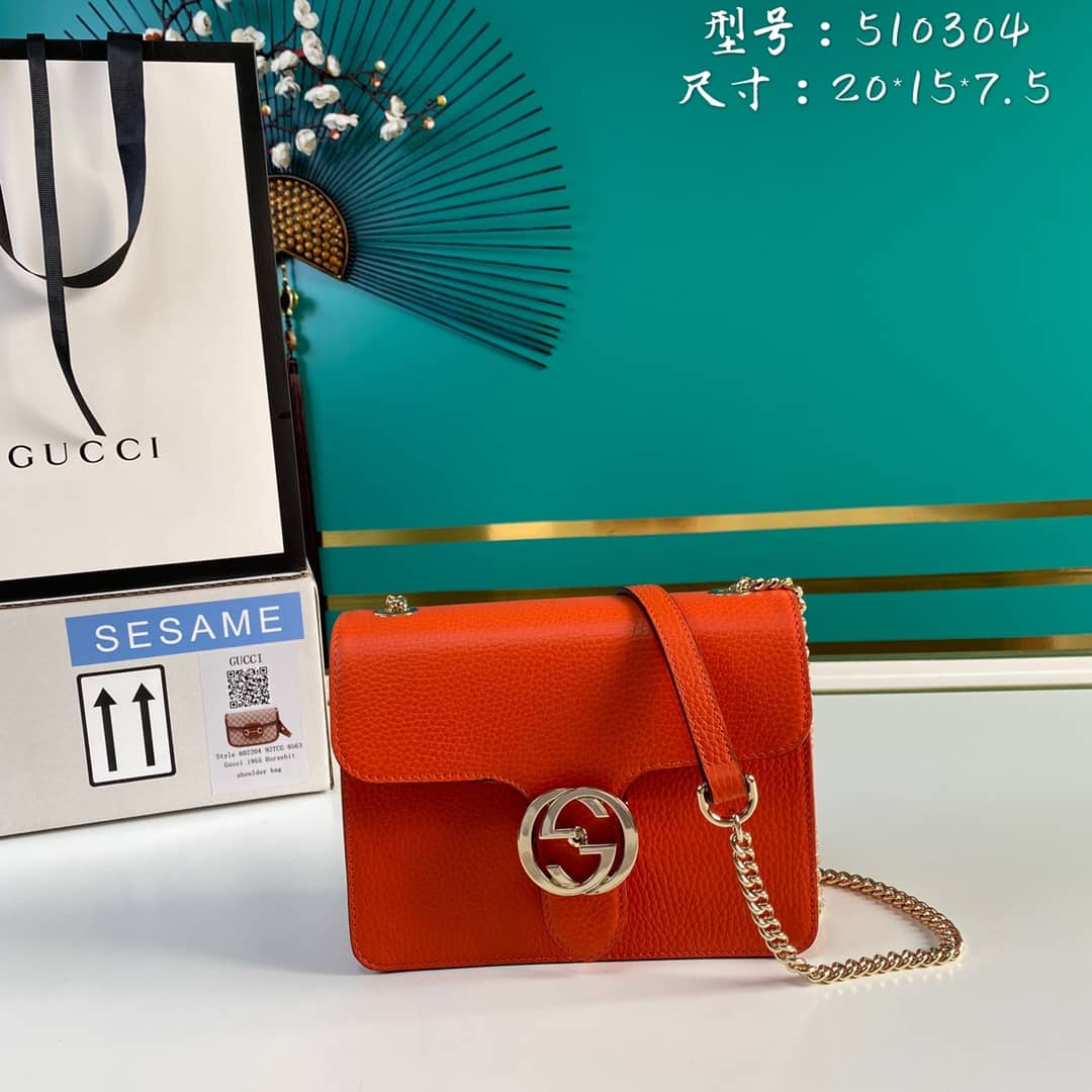 Gucci Interlocking Leather Chain Crossbody Bag Replica 510304