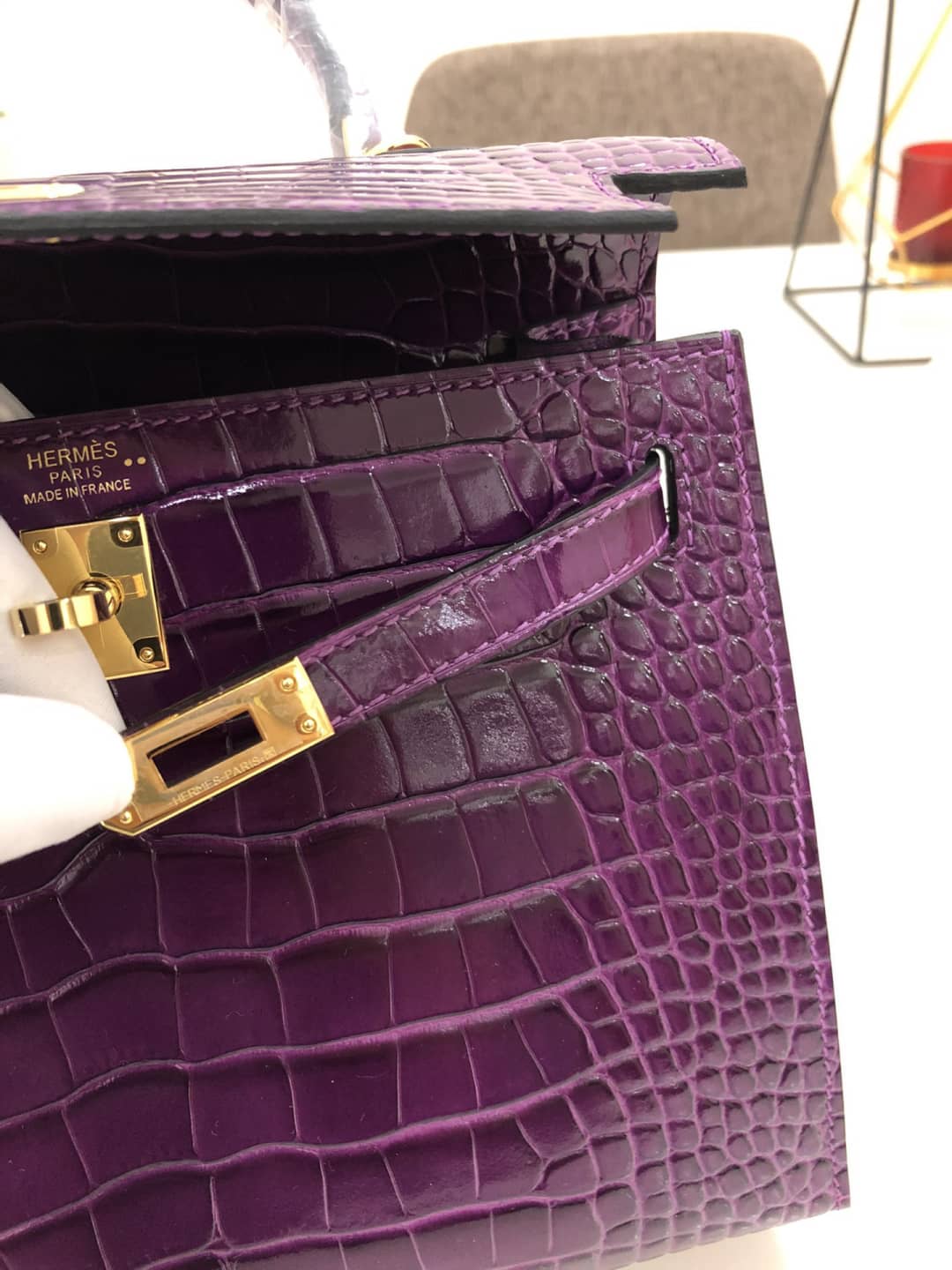 Hermes Kelly Dupe 25CM Crocodile Shiny Replica Bag