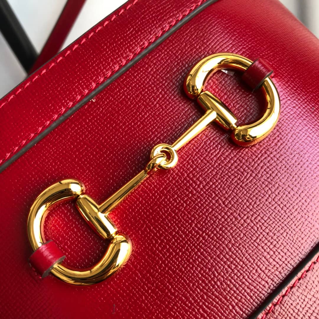 Gucci 1955 Horsebit Shoulder Bucket Bag Replica Red 602118