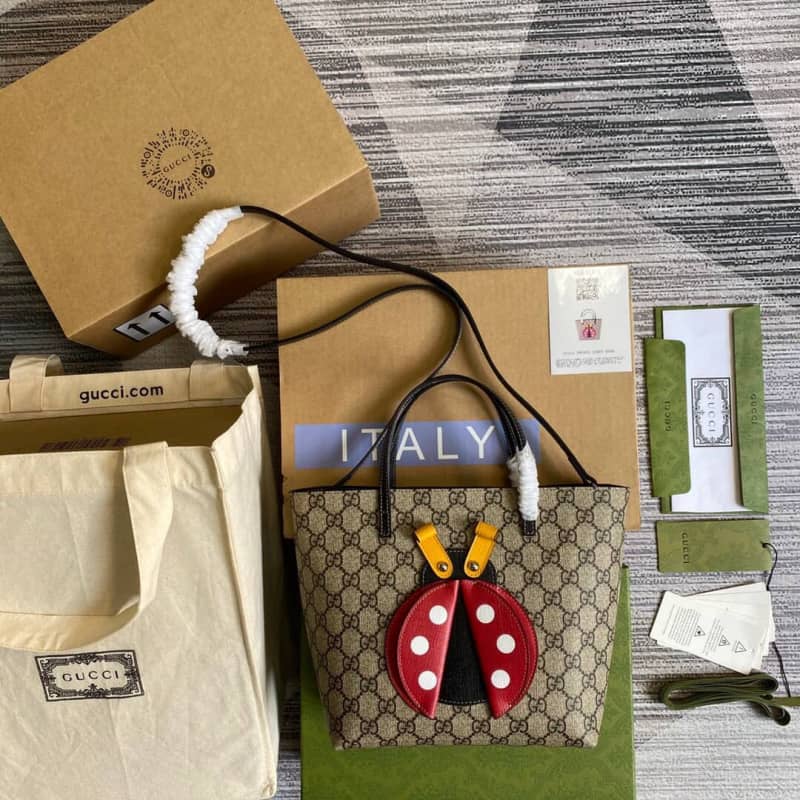 Gucci Ladybug Tote Replica Bag Brown 666288