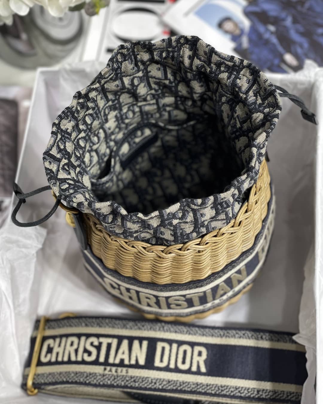 Christian Dior Oblique Dior Wicker Bucket Bag