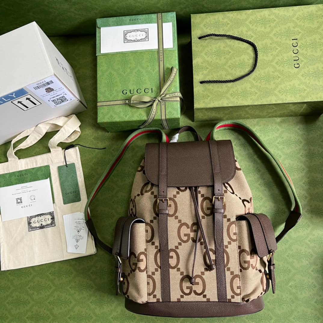 Gucci Jumbo GG Canvas Leather Brown 678829 Replica Backpack