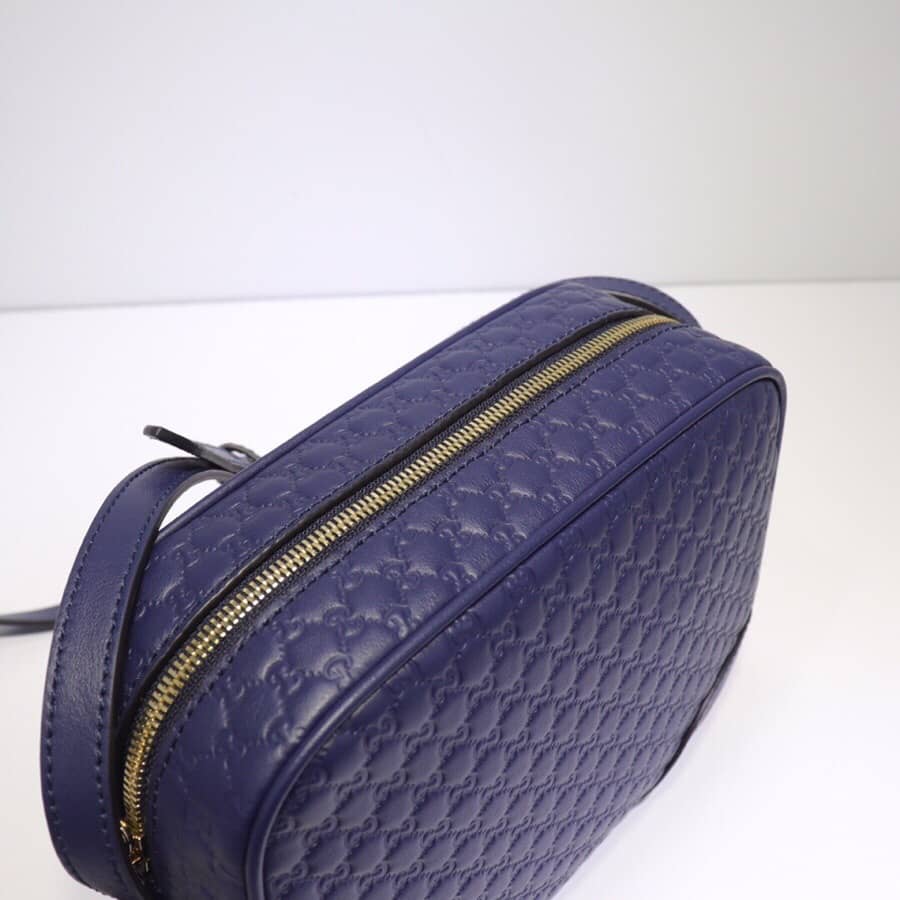Gucci Bree Guccissima GG Leather Canvas Camera Bag Replica Blue 449413
