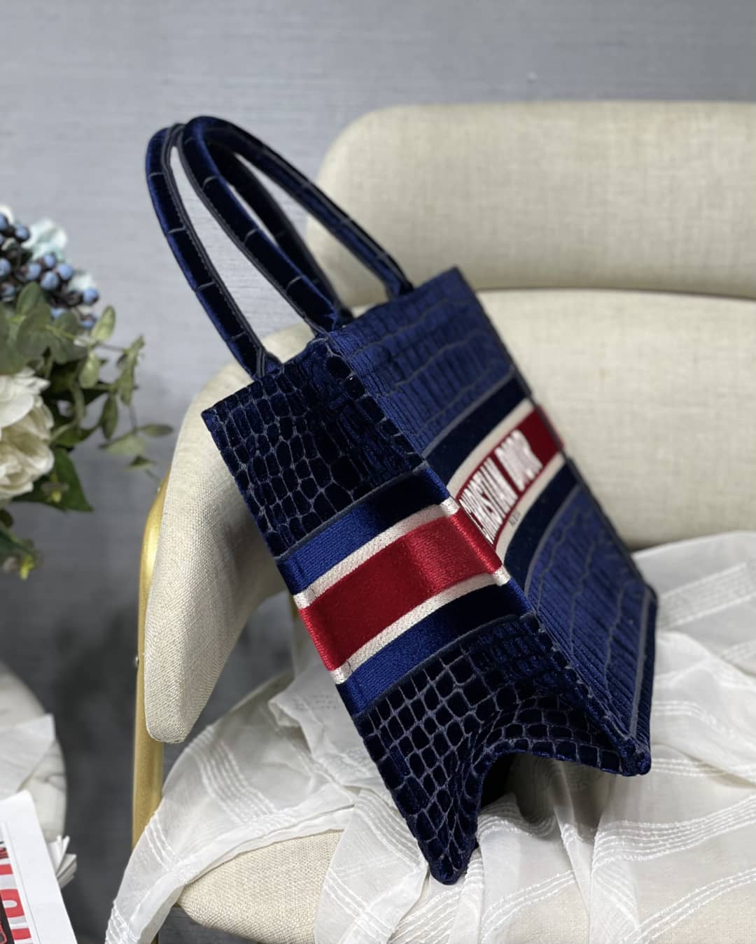 Christian Dior CD Book Embroidery Replica Tote