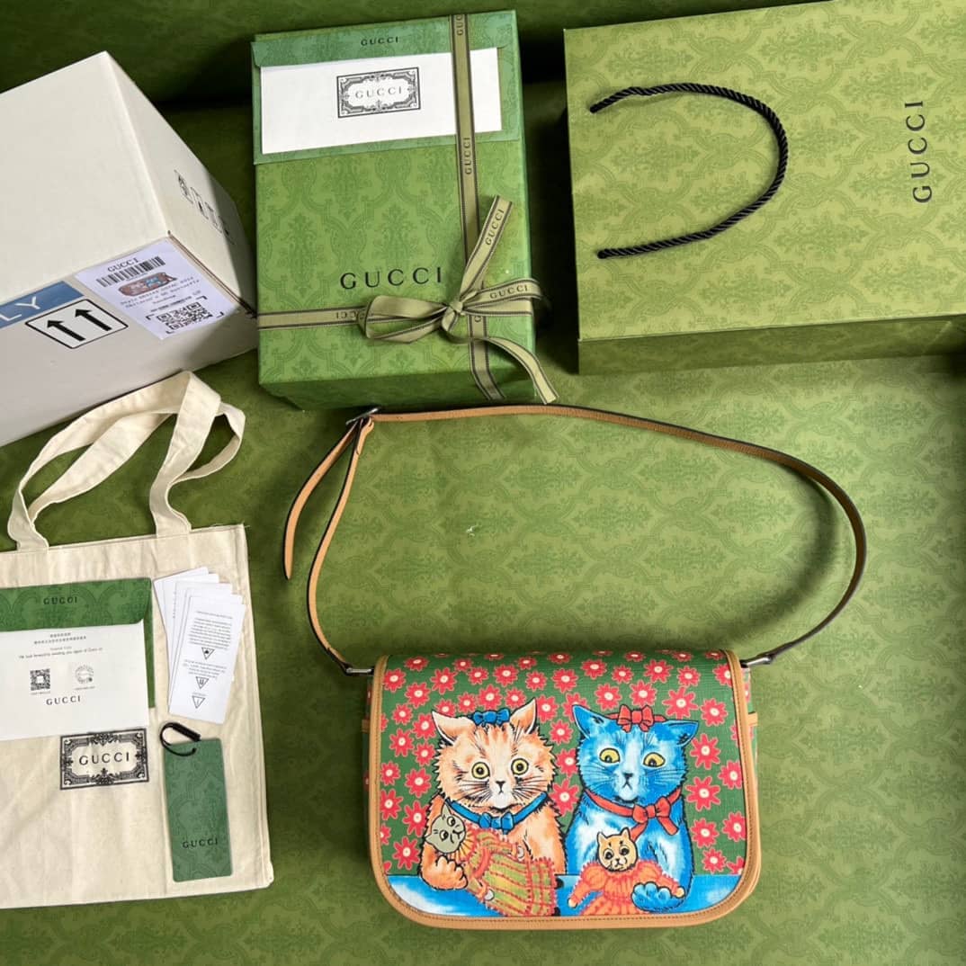 Gucci Children Cat Print 664143 Replica Messenger Bag