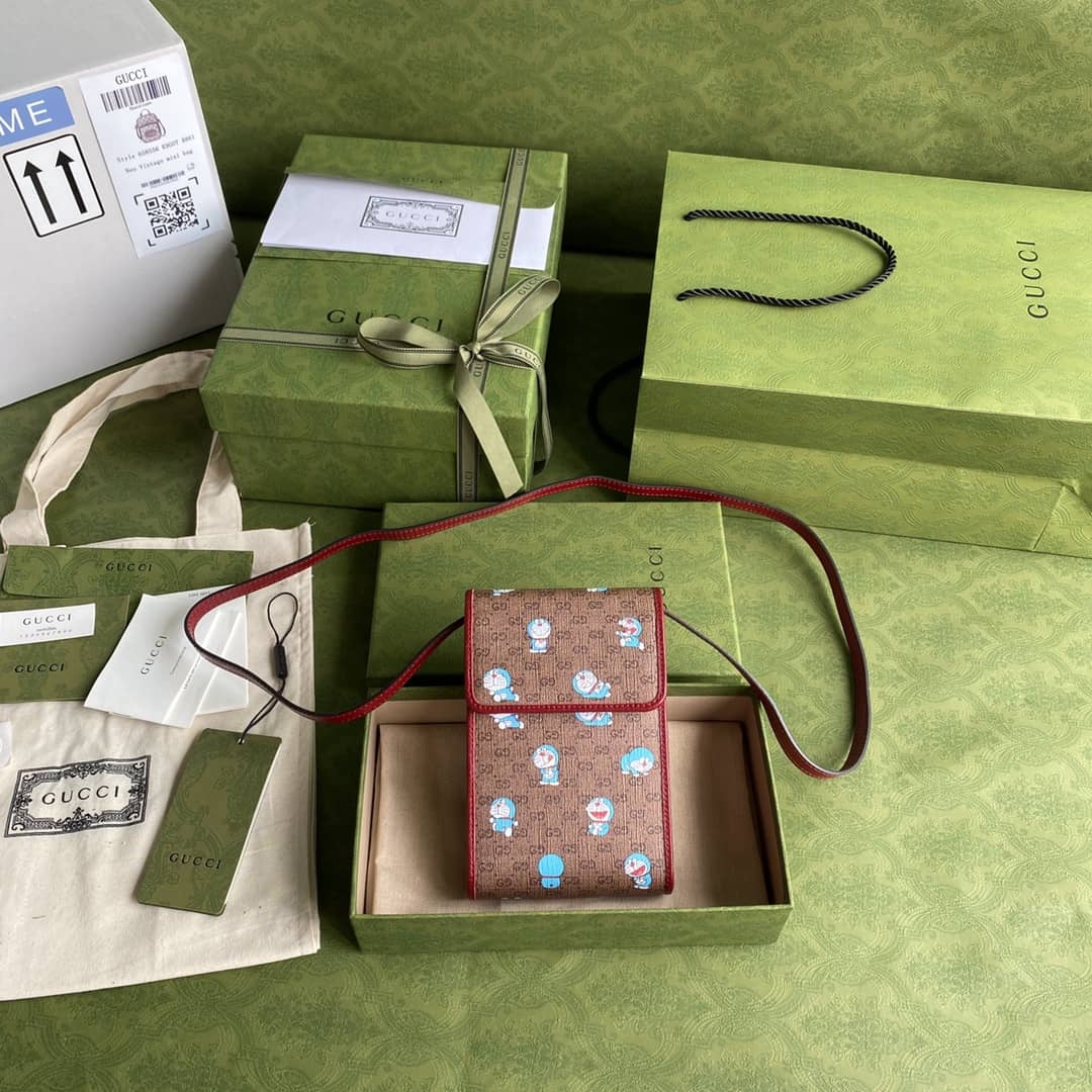 Gucci X Doraemon Mini Canvas Phone Bag Replica 647805