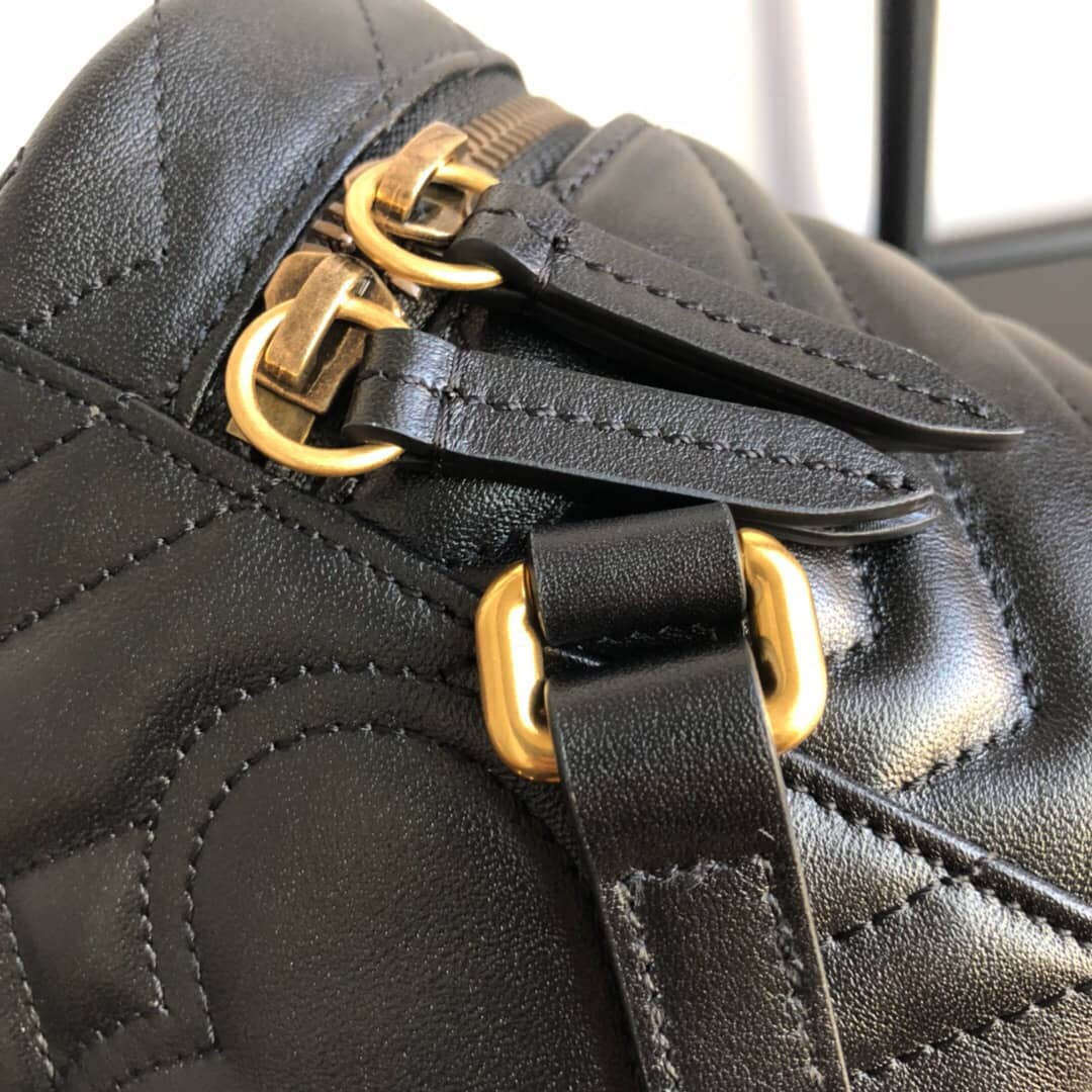 Gucci GG Marmont Matelesse Mini Round Replica Backpack Black 598594
