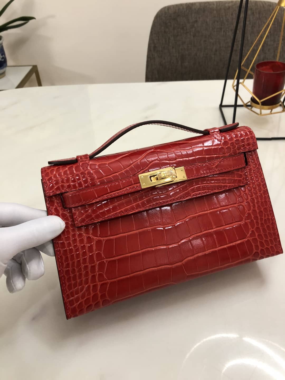 Hermes Kelly Dupe 22CM Crocodile Shiny Replica Bag