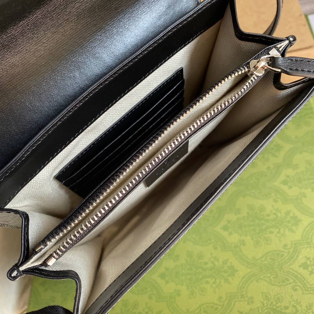 Gucci GG Embossed Leather Shoulder Bag Black 627470