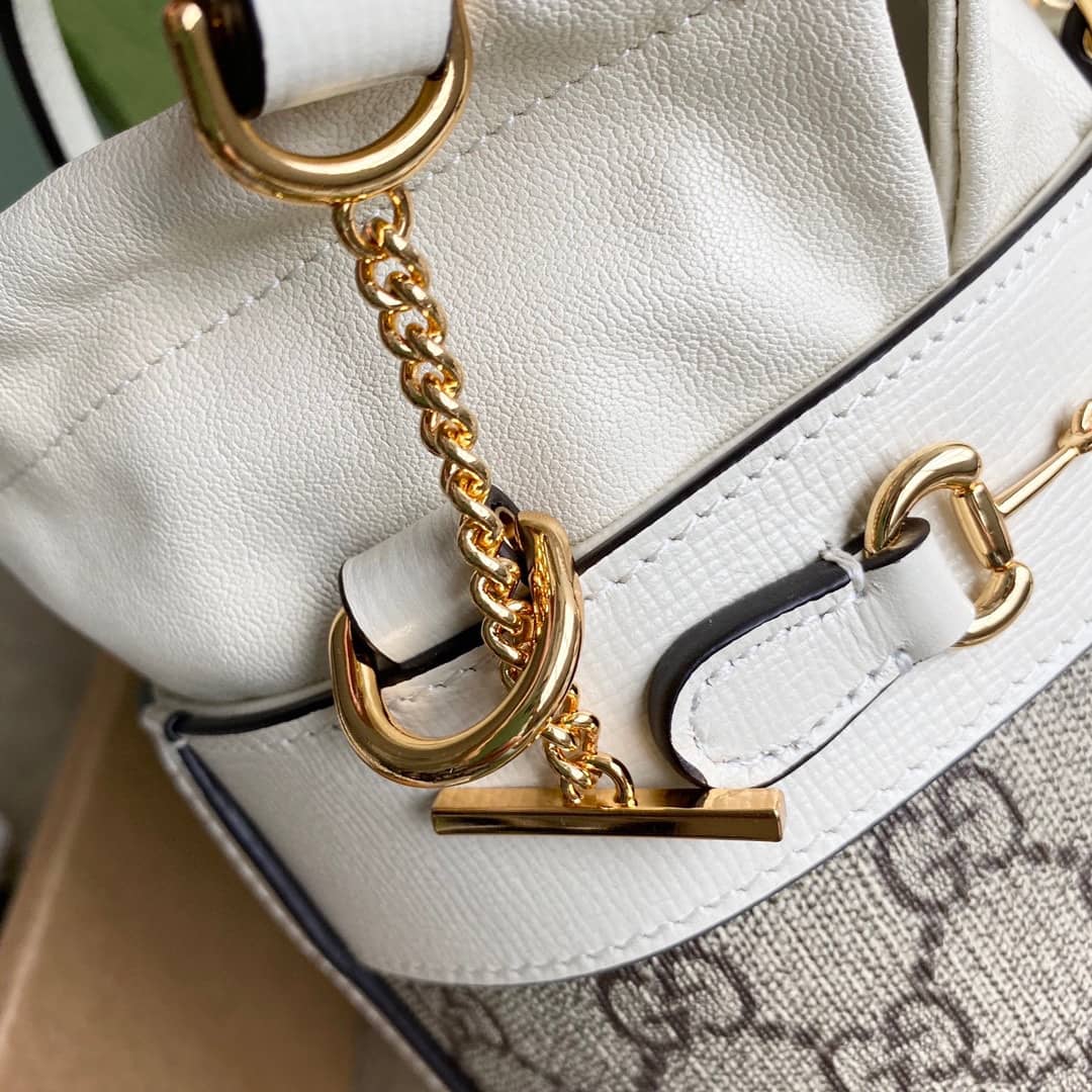 Gucci Horsebit Bag Dupe 1955 Small Bucket Bag Replica White 637115