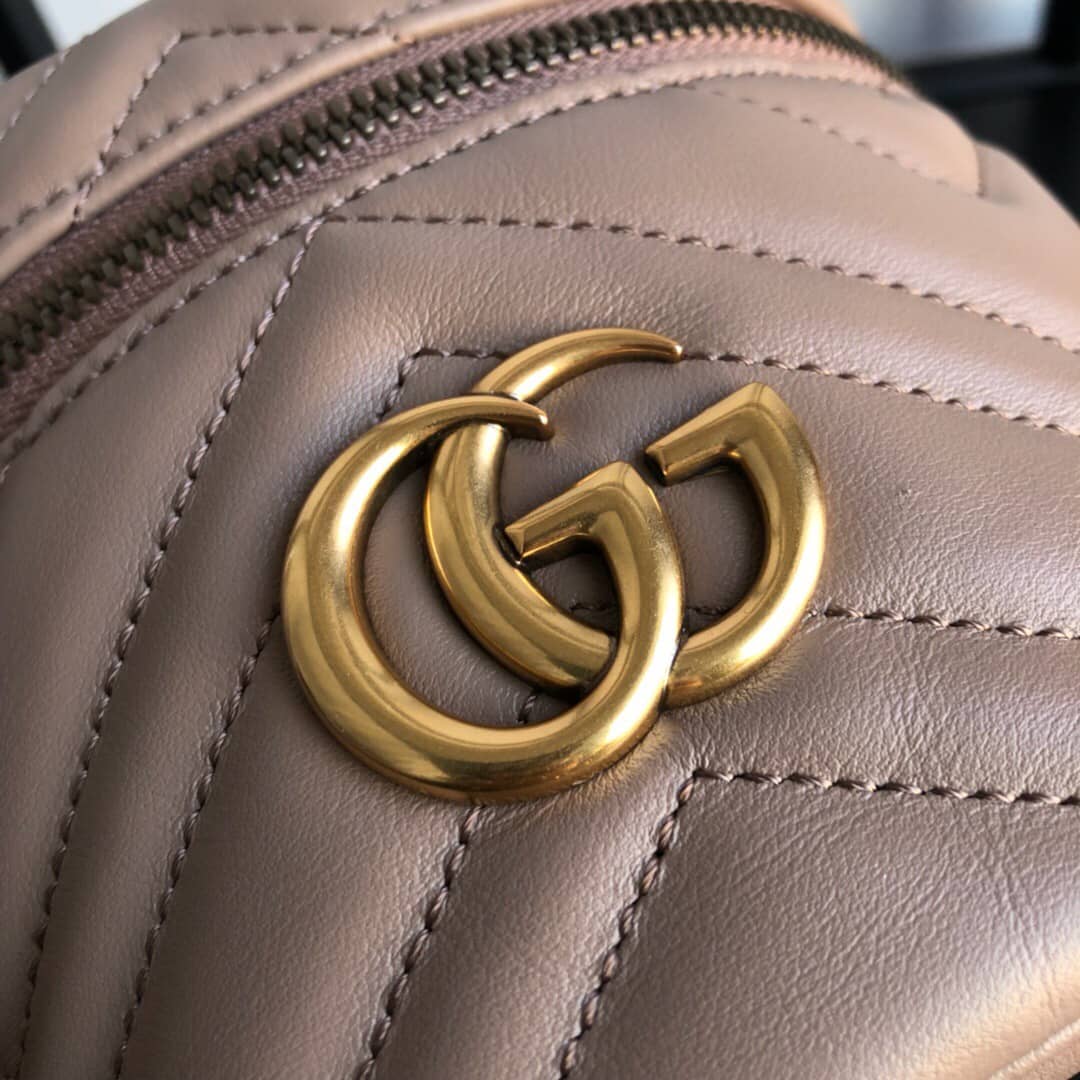 Gucci GG Marmont Matelesse Mini Round Replica Backpack Brown 598594
