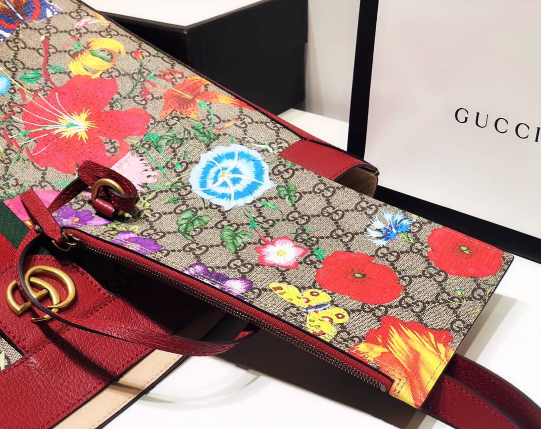 Gucci Ophidia Web Soft GG Supreme Replica Tote Red 547947